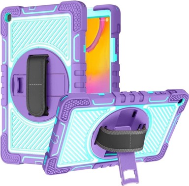 NIKCORP Oklopna maska za Samsung Galaxy Tab A 10.1" s postoljem trodijelna zaštitna futrola otporna na udarce, ljubičasta